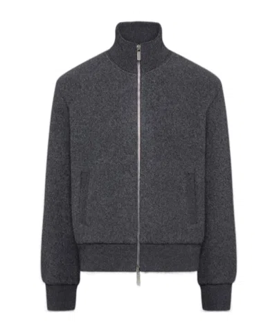 THOM BROWNE THOM BROWNE ZIP-UP KNITTED CARDIGAN