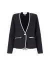 Thom Browne Single-breasted Collarless Jacket In Blue
