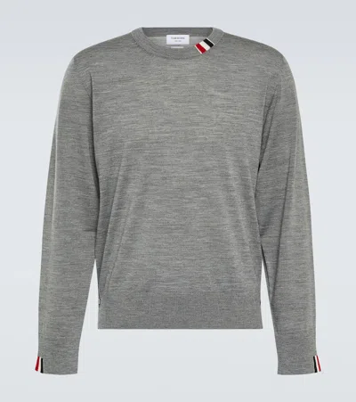 Thom Browne Crew Neck Sweater Made From Virgin Wool In Gray