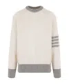 Thom Browne 4-bar Wool Crewneck Jumper In White