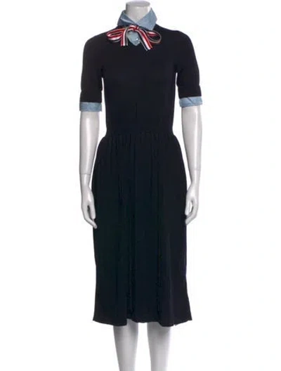Pre-owned Thom Browne Wool Midi Length Dress In Blue