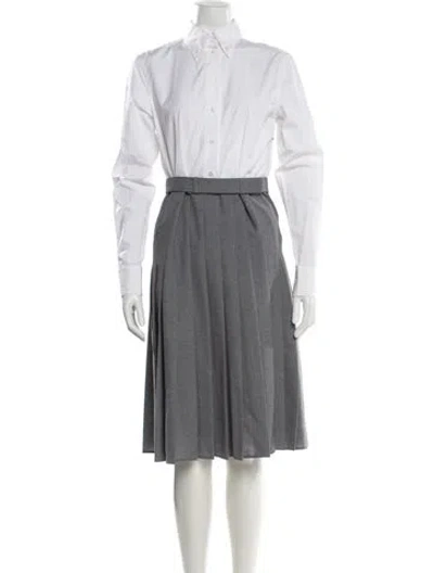 Pre-owned Thom Browne Wool Midi Length Dress W/ Tags In Gray