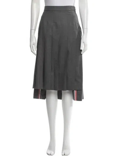 Pre-owned Thom Browne Wool Midi Length Skirt In Grey