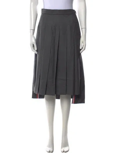 Pre-owned Thom Browne Wool Midi Length Skirt In Grey