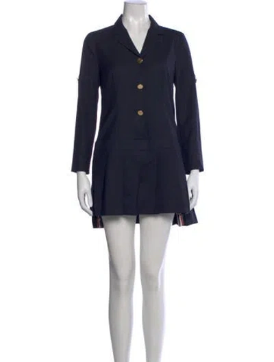 Pre-owned Thom Browne Wool Mini Dress In Blue