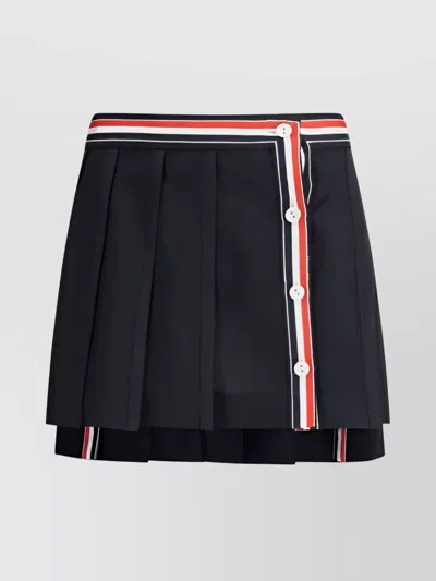 Thom Browne Wool Mini Skirt Asymmetric Hemline In Black