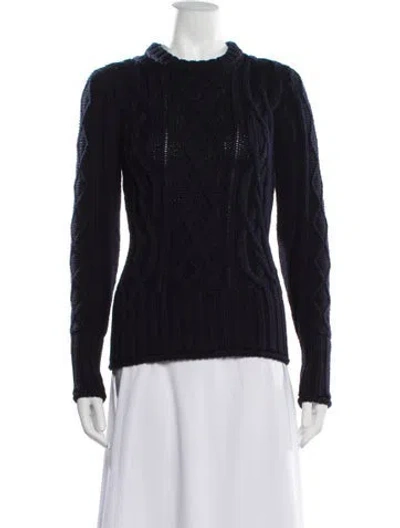 Pre-owned Thom Browne Wool Mock Neck Sweater In Blue