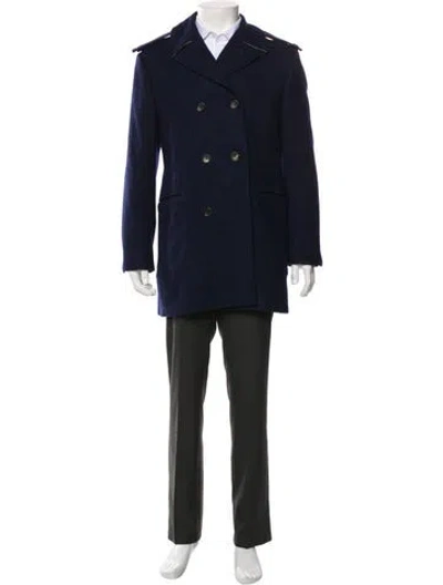 Pre-owned Thom Browne Wool Overcoat In Blue