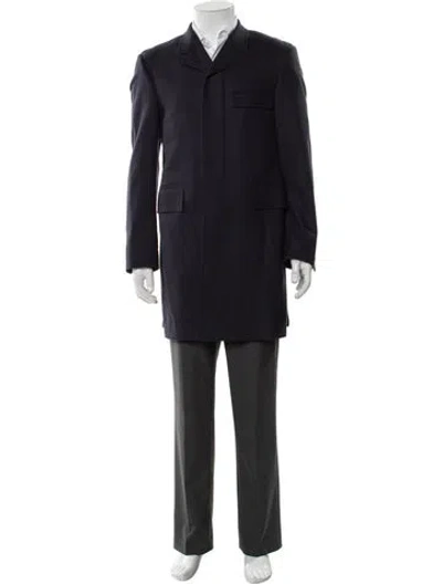 Pre-owned Thom Browne Wool Overcoat In Blue