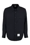 Thom Browne Herringbone Wool Blend Overshirt In Blue