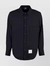 Thom Browne Wool Overshirt With Chest Pocket And Rounded Hem