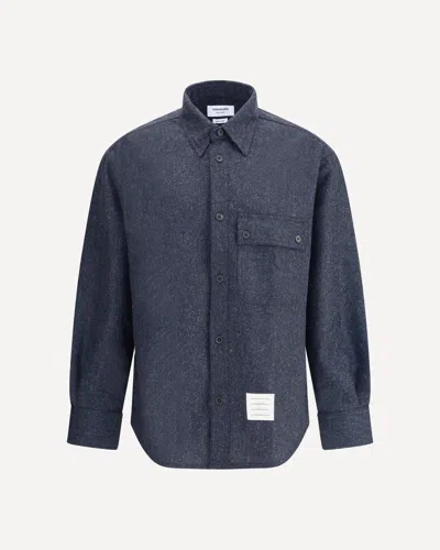 Thom Browne Wool Oversized Shirt In Blue