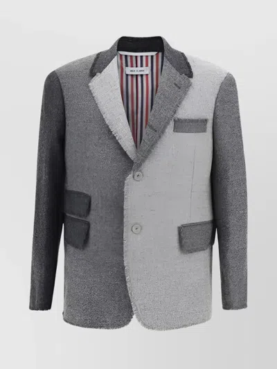 THOM BROWNE WOOL PANELED BACK SLIT BLAZER JACKET