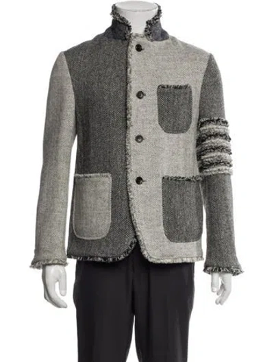 Pre-owned Thom Browne Wool Patterned Blazer In Gray
