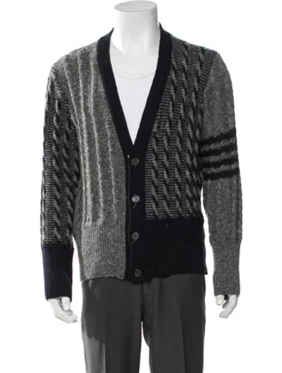 Pre-owned Thom Browne Wool Patterned Cardigan In Grey