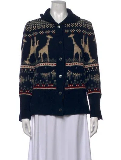 Pre-owned Thom Browne Wool Patterned Sweater In Blue