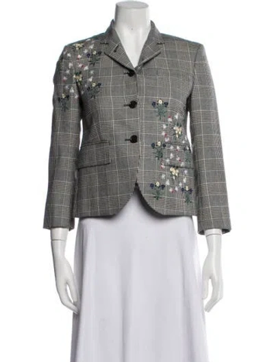 Pre-owned Thom Browne Wool Plaid Print Blazer In Black