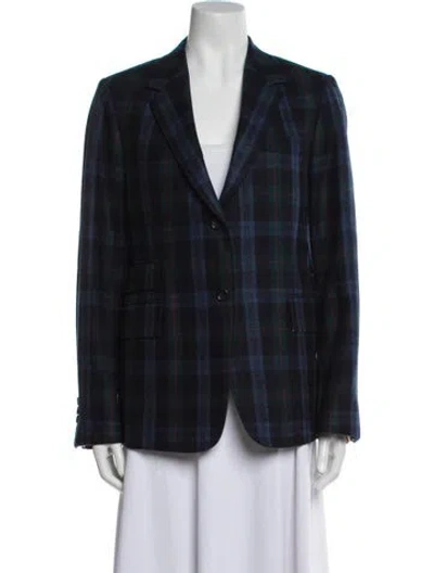 Pre-owned Thom Browne Wool Plaid Print Blazer In Blue