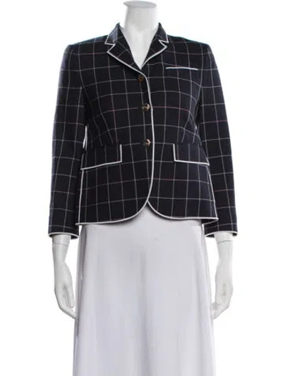 Pre-owned Thom Browne Wool Plaid Print Blazer In Blue
