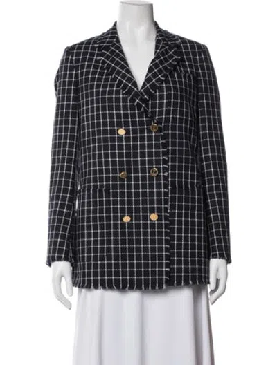 Pre-owned Thom Browne Wool Plaid Print Blazer In Blue