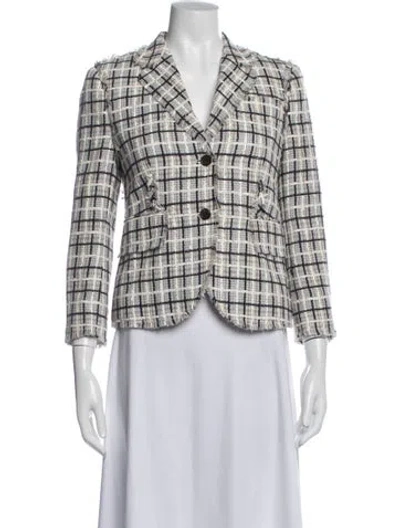 Pre-owned Thom Browne Wool Plaid Print Blazer In Blue/grey