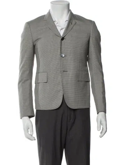 Pre-owned Thom Browne Wool Plaid Print Blazer In Gray