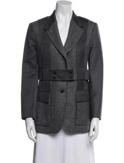 Pre-owned Thom Browne Wool Plaid Print Blazer In Gray