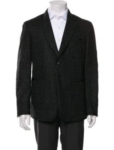 Pre-owned Thom Browne Wool Plaid Print Blazer In Green