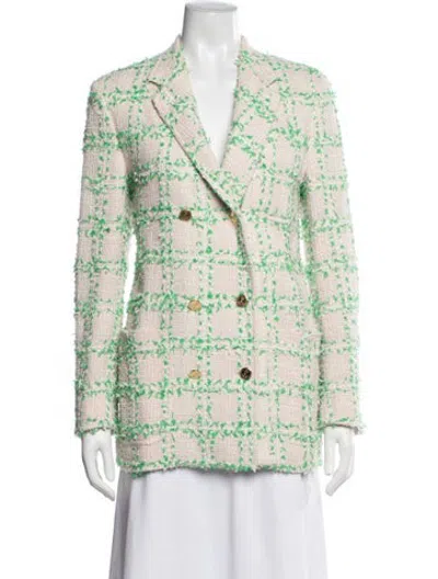 Pre-owned Thom Browne Wool Plaid Print Blazer In Green