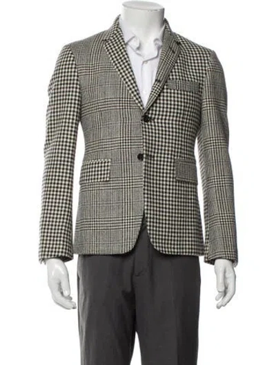 Pre-owned Thom Browne Wool Plaid Print Blazer W/ Tags In Black