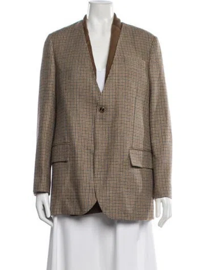 Pre-owned Thom Browne Wool Plaid Print Blazer W/ Tags In Black