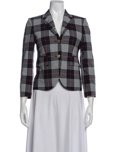 Pre-owned Thom Browne Wool Plaid Print Blazer W/ Tags In Blue