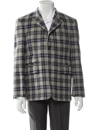 Pre-owned Thom Browne Wool Plaid Print Blazer W/ Tags In Gray