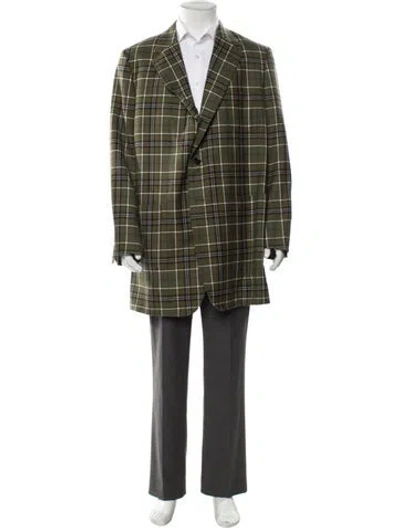Pre-owned Thom Browne Wool Plaid Print Sport Coat In Green