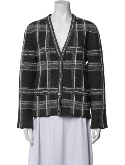 Pre-owned Thom Browne Wool Plaid Print Sweater In Grey