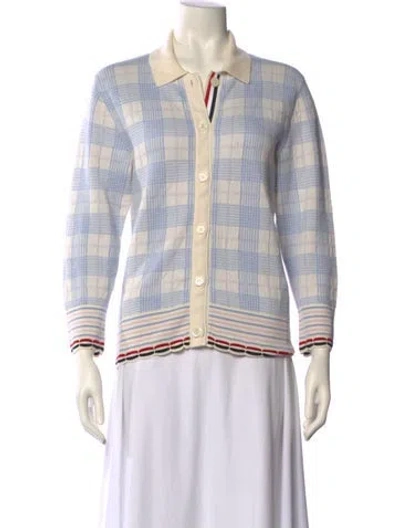 Pre-owned Thom Browne Wool Plaid Print Sweater In White