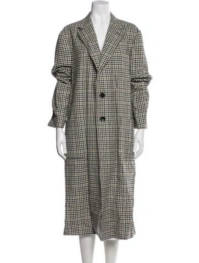 Pre-owned Thom Browne Wool Plaid Print Trench Coat In Brown