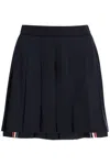 Thom Browne Graphite Wool Mini Skirt For Women In Blue