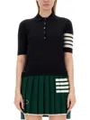 Thom Browne 4 Bar Short-sleeve Fine Merino Wool Polo Shirt In Black
