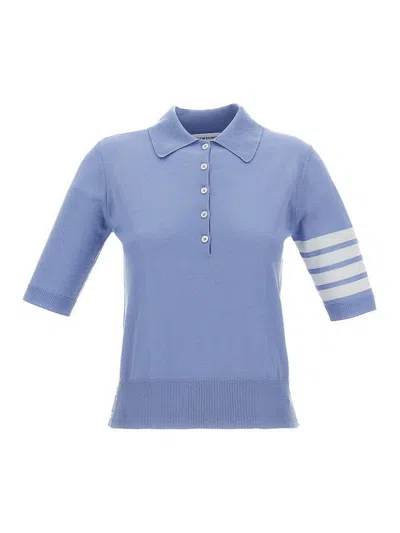 Thom Browne Wool Polo Shirt In Blue