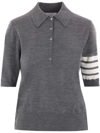 Thom Browne Wool Polo Shirt In Gray