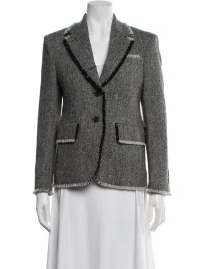 Pre-owned Thom Browne Wool Printed Blazer In Gray