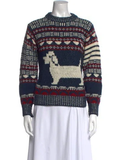 Pre-owned Thom Browne Wool Printed Pullover In Blue