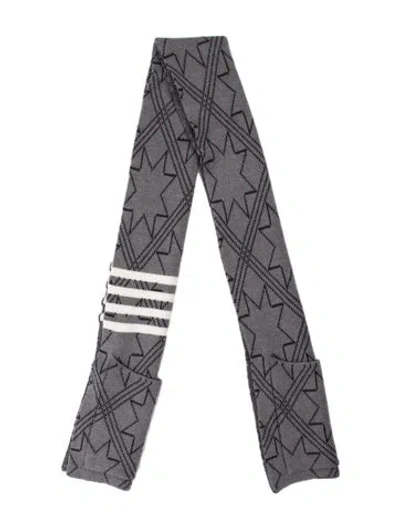 Pre-owned Thom Browne Wool Printed Scarf In Gray