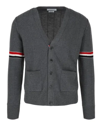 Thom Browne Wool Relaxed V-neck Armband Cardigan In Multi