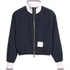 Thom Browne Seersucker Drawstring Track Jacket In Blue