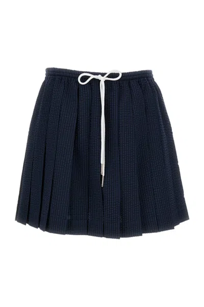Thom Browne Wool Seersucker-effect Skirt In Blue