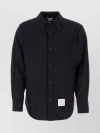 THOM BROWNE WOOL SHIRT WITH REAR YOKE AND SPREAD COLLAR