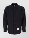Thom Browne Herringbone Wool Blend Overshirt In Black