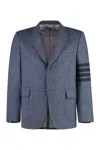 Thom Browne Unstructured Straight Fit Sewed In 4bar In Solid Donegal Tweed In Blue